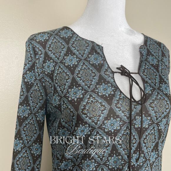 Rare Vintage Semi Sheer Print Top ASO Willow Rosenberg BtVS Y2K Boho Buffy - Picture 8 of 9